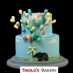 Elephant Balloon Baby Shower Cake - Baby Shower Cakes - Triolo's Bakery