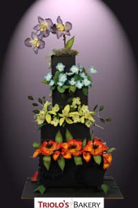 Garden Flowers Wedding Cake - Triolo's Bakery