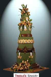 Golden Orchids Wedding Cake - Triolo's Bakery