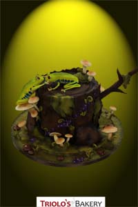 Whimiscal Tree Frog Forest Wedding Cake - Triolo's Bakery