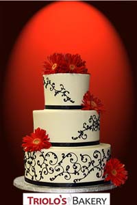 Lace and Flowers Wedding Cake - Triolo's Bakery