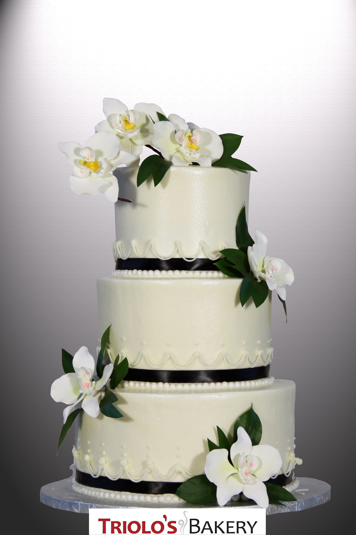 Orchid and String Work Wedding Cake - Triolo's Bakery