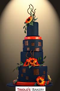 Sunset Poppies Wedding Cake - Triolo's Bakery