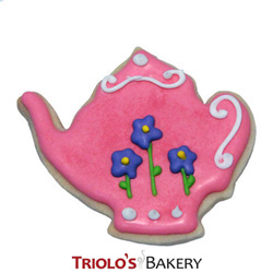 The dainty pink Teapot cookies add a level of elegance and sophistication. The Teapot Cookie Favor, perfect for tea party and garden party favors. Send in a gift basket or cookie bouquet.