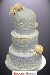 Shabby Chic Lace Wedding Cake - Triolo's Bakery