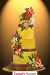 Tropical Blossoms Wedding Cake - Triolo's Bakery